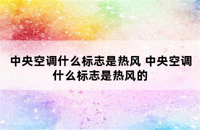 中央空调什么标志是热风 中央空调什么标志是热风的